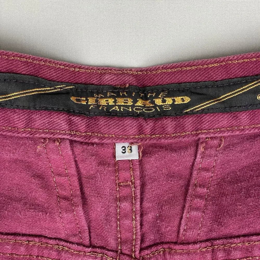 Marithe Francois Girbaud Jeans Women's 33 Burgundy Denim Tapered Leg Made In USA